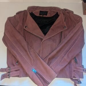 Lucky Brand Mauve Suede Motorcycle Jacket